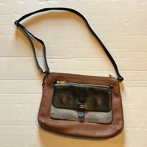 VTG-Fossil-cowhide leather, multiple pockets, Crossbody bag/purse with key.